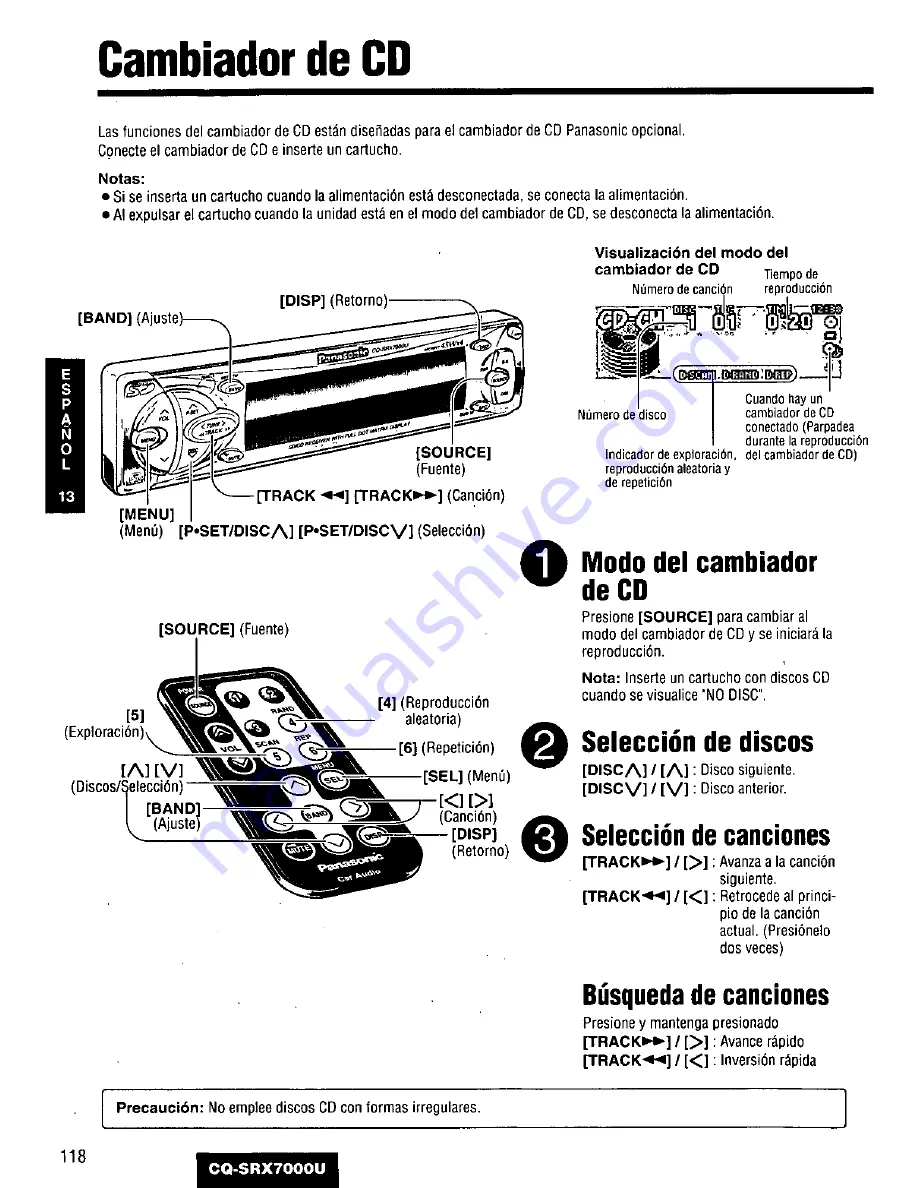 Panasonic CQSRX7000U - SD CAR AUDIO Скачать руководство пользователя страница 118