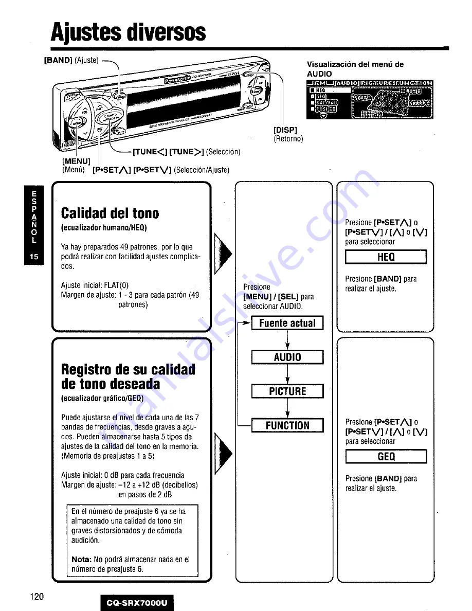 Panasonic CQSRX7000U - SD CAR AUDIO Operating Instructions Manual Download Page 120