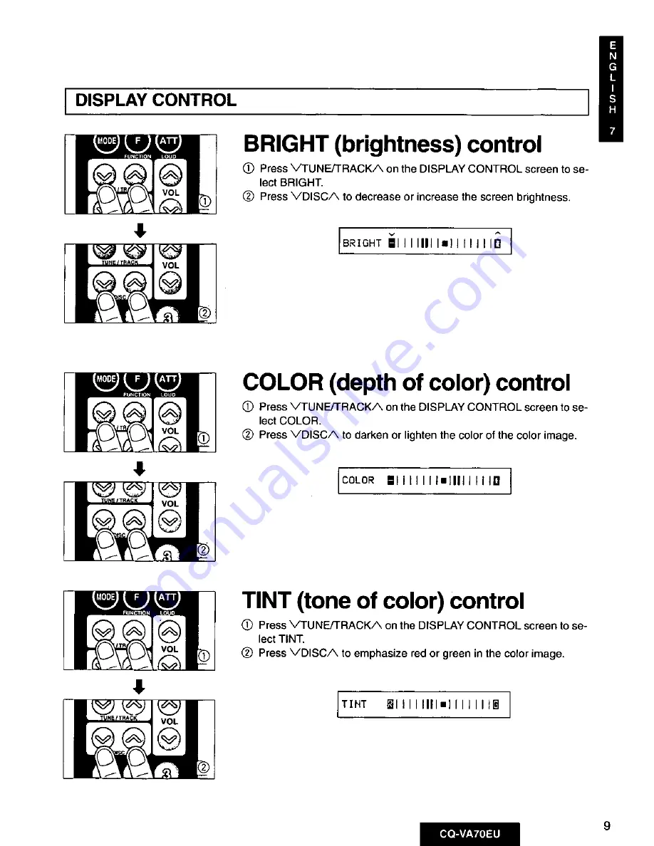 Panasonic CQVA70EU - CAR AUDIO/VIDEO SYS Operating Instructions Manual Download Page 9