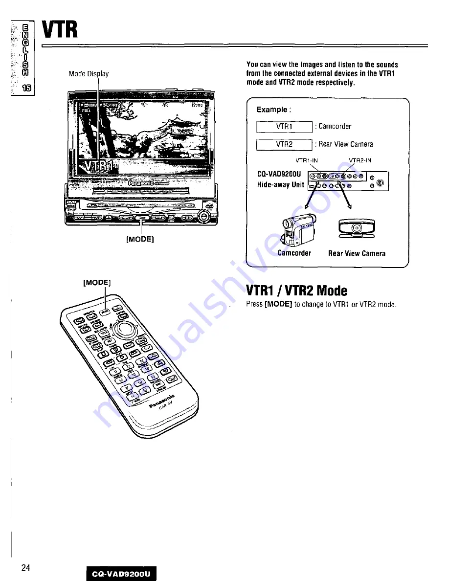 Panasonic CQVAD9200U - CAR A/V DVD NAV Скачать руководство пользователя страница 24