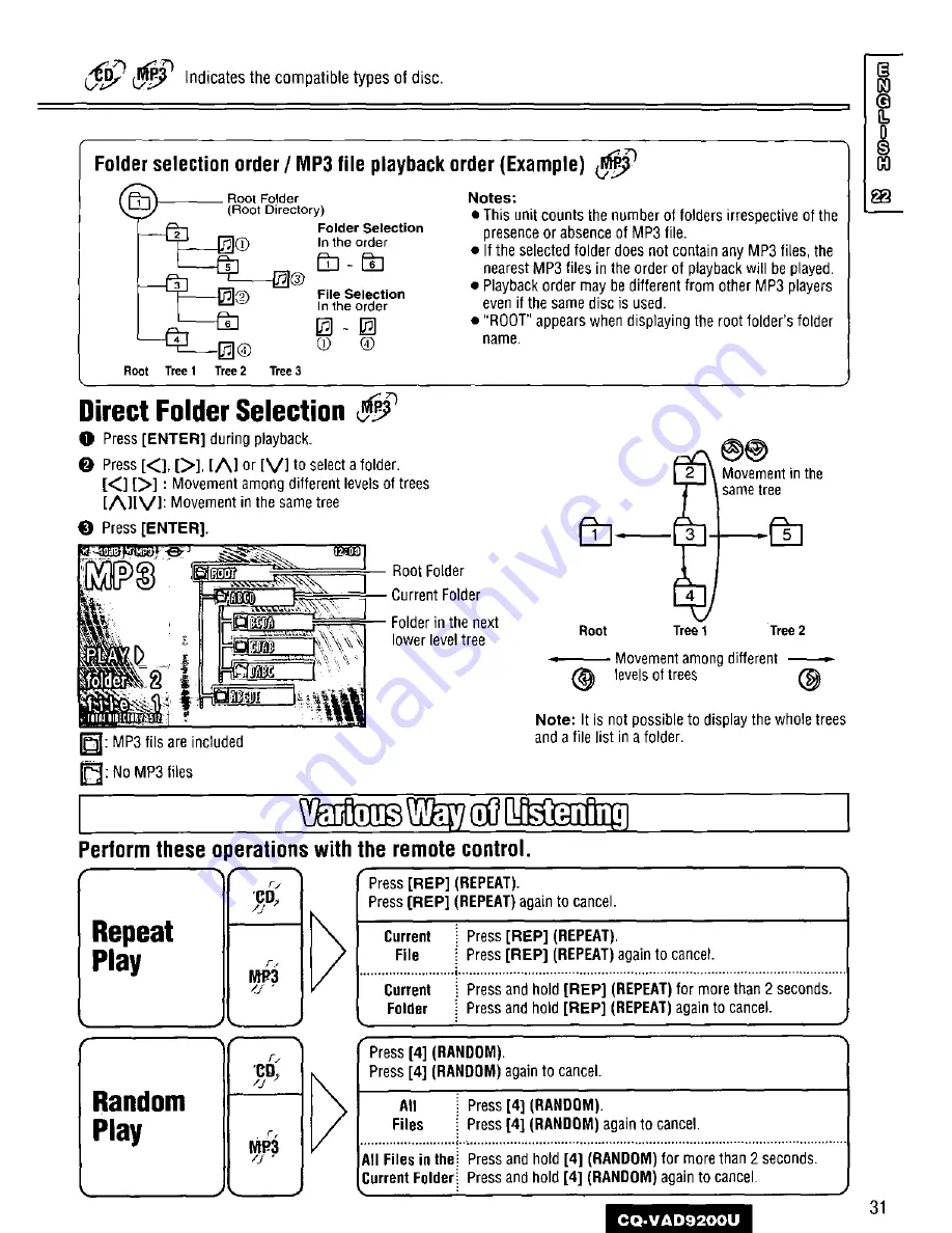 Panasonic CQVAD9200U - CAR A/V DVD NAV Operating Instructions Manual Download Page 31