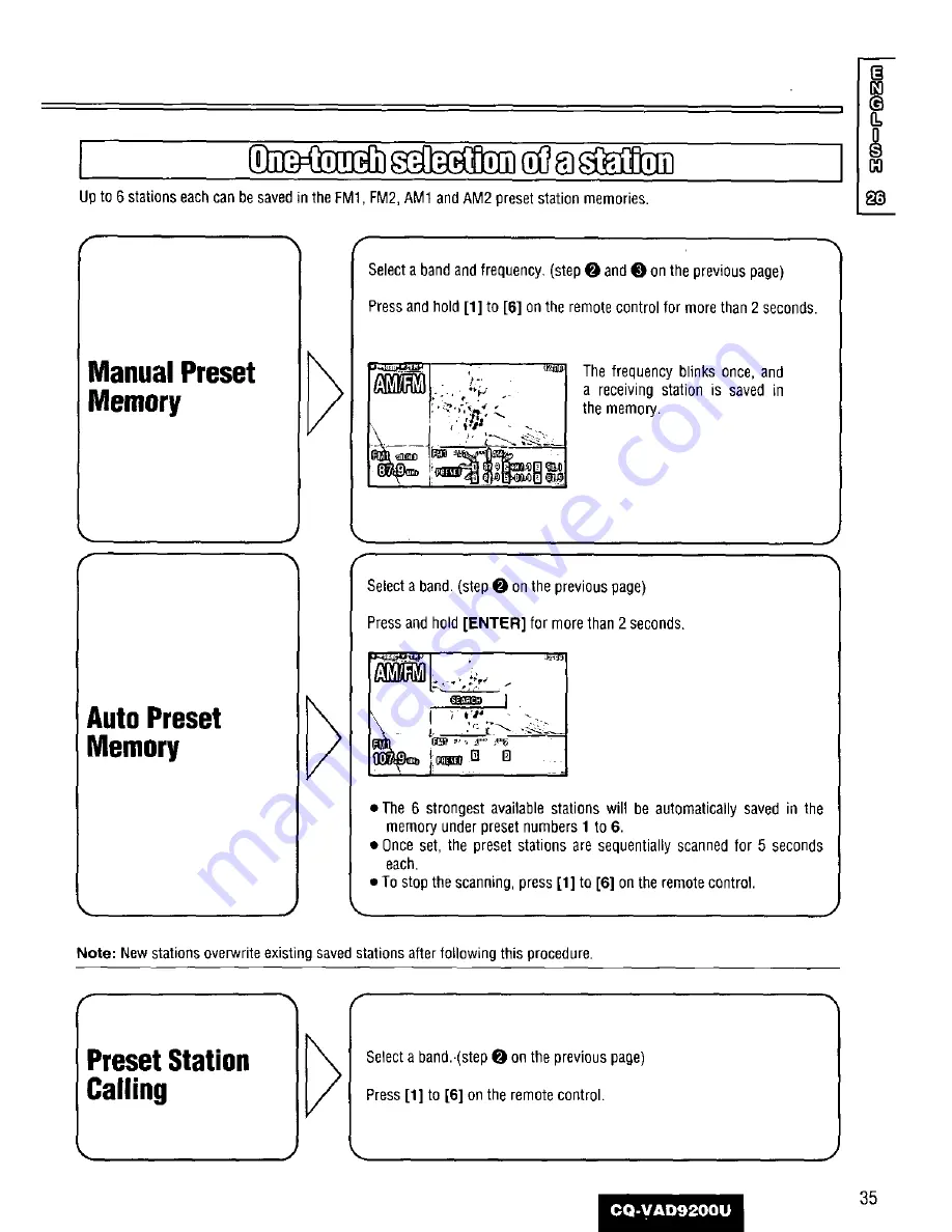 Panasonic CQVAD9200U - CAR A/V DVD NAV Operating Instructions Manual Download Page 35