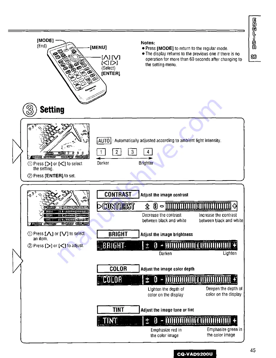 Panasonic CQVAD9200U - CAR A/V DVD NAV Operating Instructions Manual Download Page 45