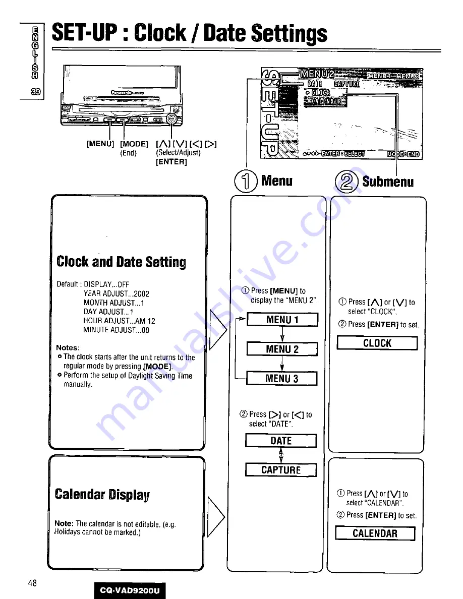 Panasonic CQVAD9200U - CAR A/V DVD NAV Operating Instructions Manual Download Page 48