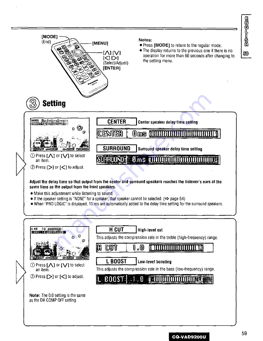 Panasonic CQVAD9200U - CAR A/V DVD NAV Operating Instructions Manual Download Page 59