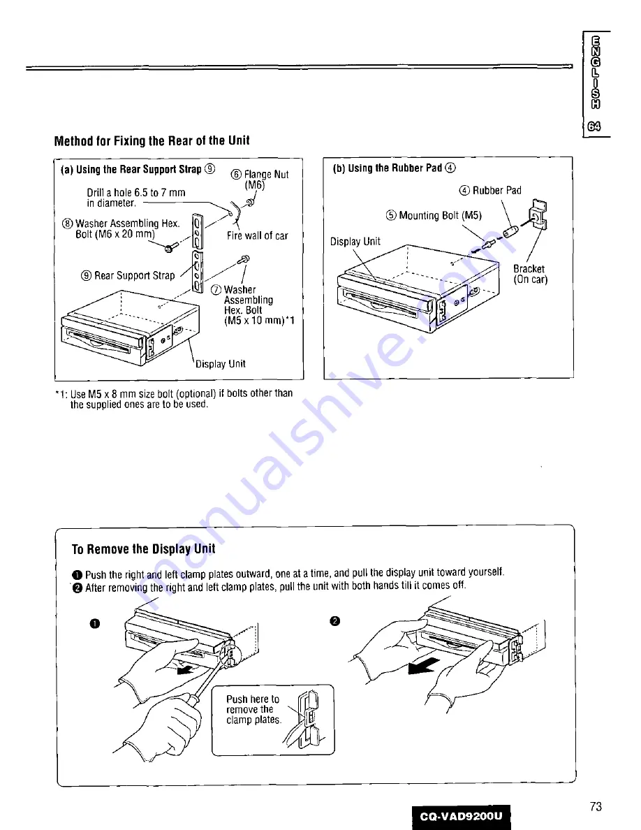 Panasonic CQVAD9200U - CAR A/V DVD NAV Operating Instructions Manual Download Page 73