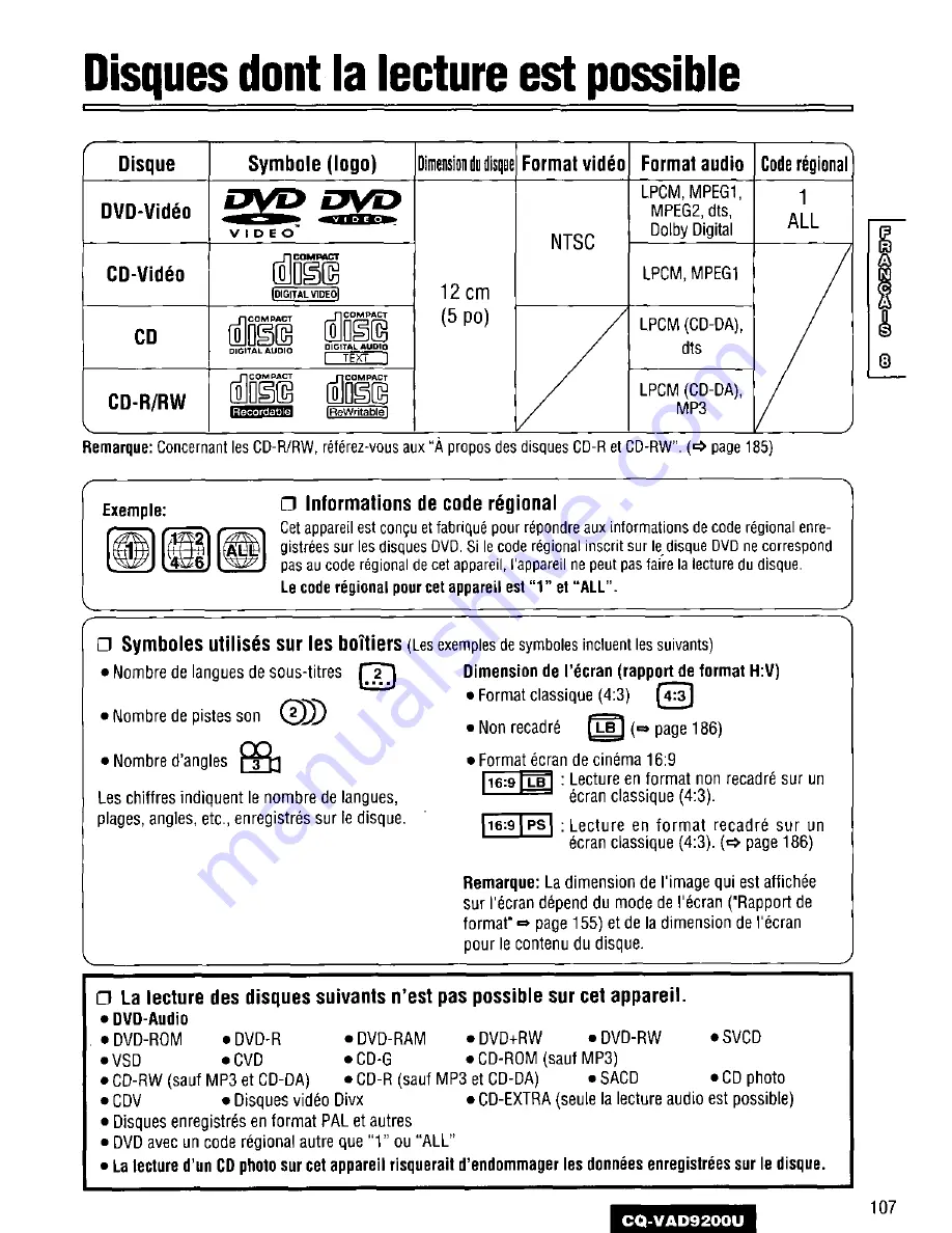 Panasonic CQVAD9200U - CAR A/V DVD NAV Скачать руководство пользователя страница 107