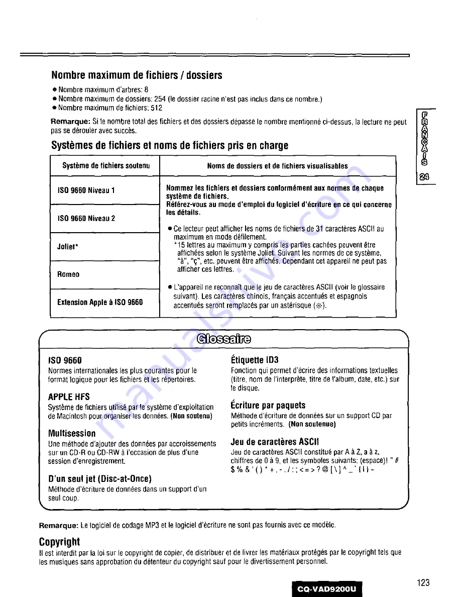 Panasonic CQVAD9200U - CAR A/V DVD NAV Operating Instructions Manual Download Page 123