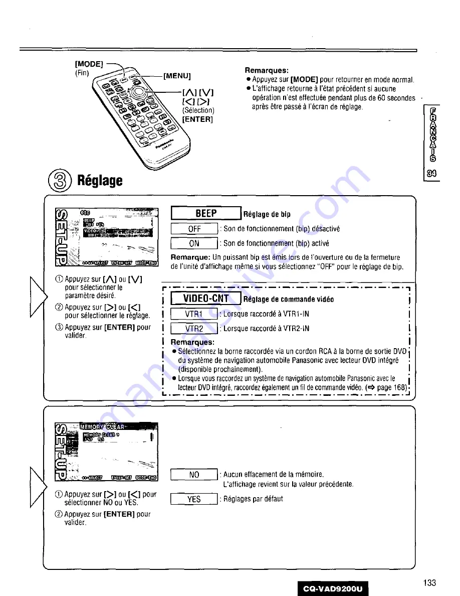 Panasonic CQVAD9200U - CAR A/V DVD NAV Operating Instructions Manual Download Page 133