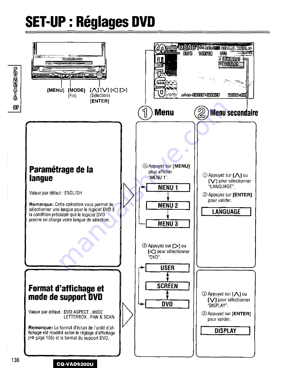 Panasonic CQVAD9200U - CAR A/V DVD NAV Operating Instructions Manual Download Page 136