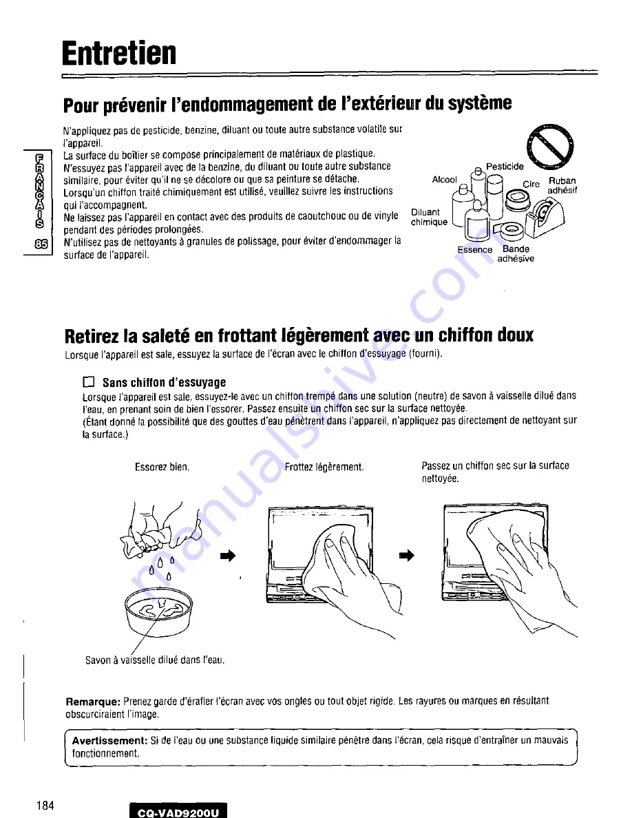 Panasonic CQVAD9200U - CAR A/V DVD NAV Operating Instructions Manual Download Page 184