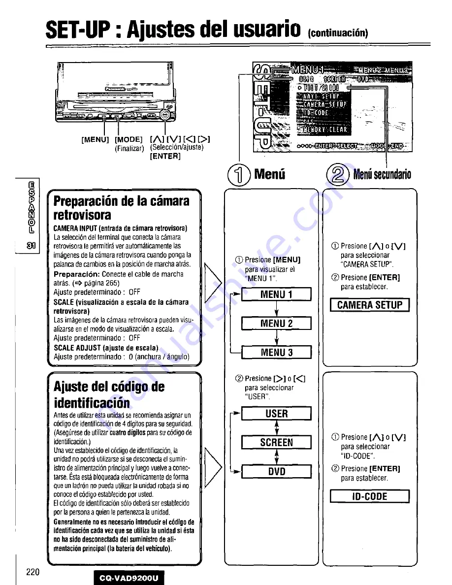 Panasonic CQVAD9200U - CAR A/V DVD NAV Operating Instructions Manual Download Page 220