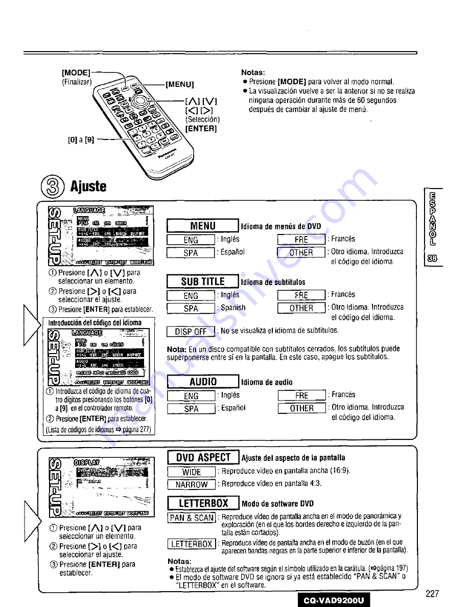 Panasonic CQVAD9200U - CAR A/V DVD NAV Скачать руководство пользователя страница 227