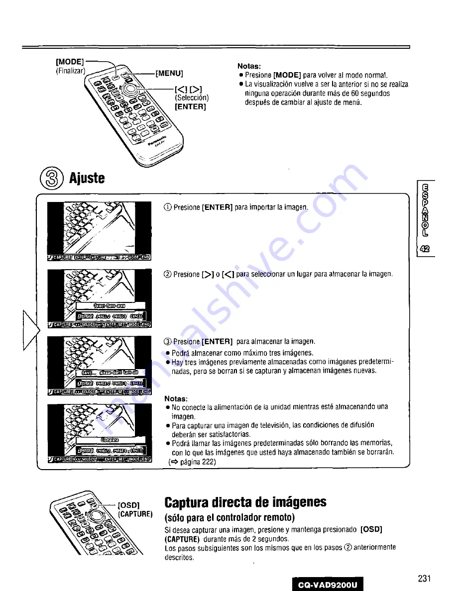 Panasonic CQVAD9200U - CAR A/V DVD NAV Скачать руководство пользователя страница 231