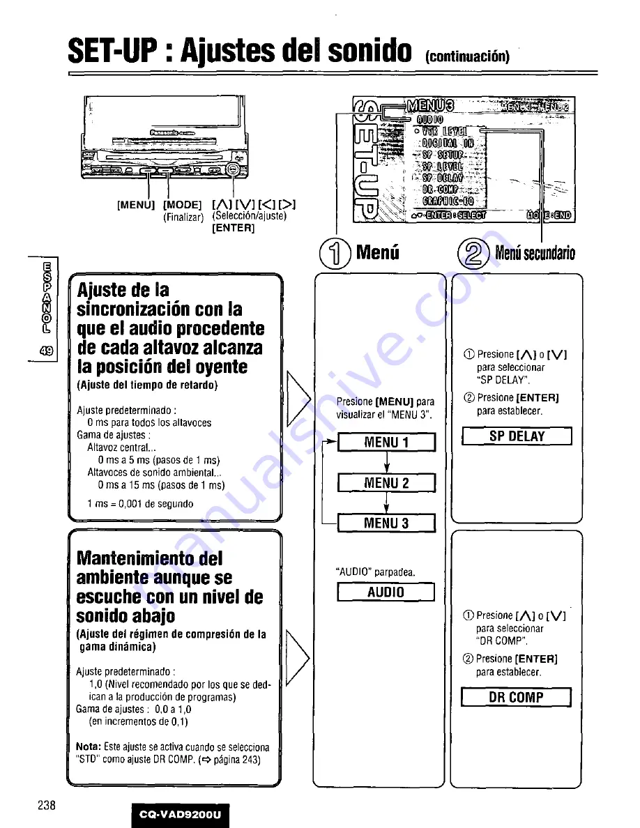 Panasonic CQVAD9200U - CAR A/V DVD NAV Operating Instructions Manual Download Page 238