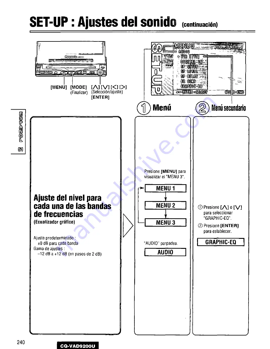 Panasonic CQVAD9200U - CAR A/V DVD NAV Operating Instructions Manual Download Page 240