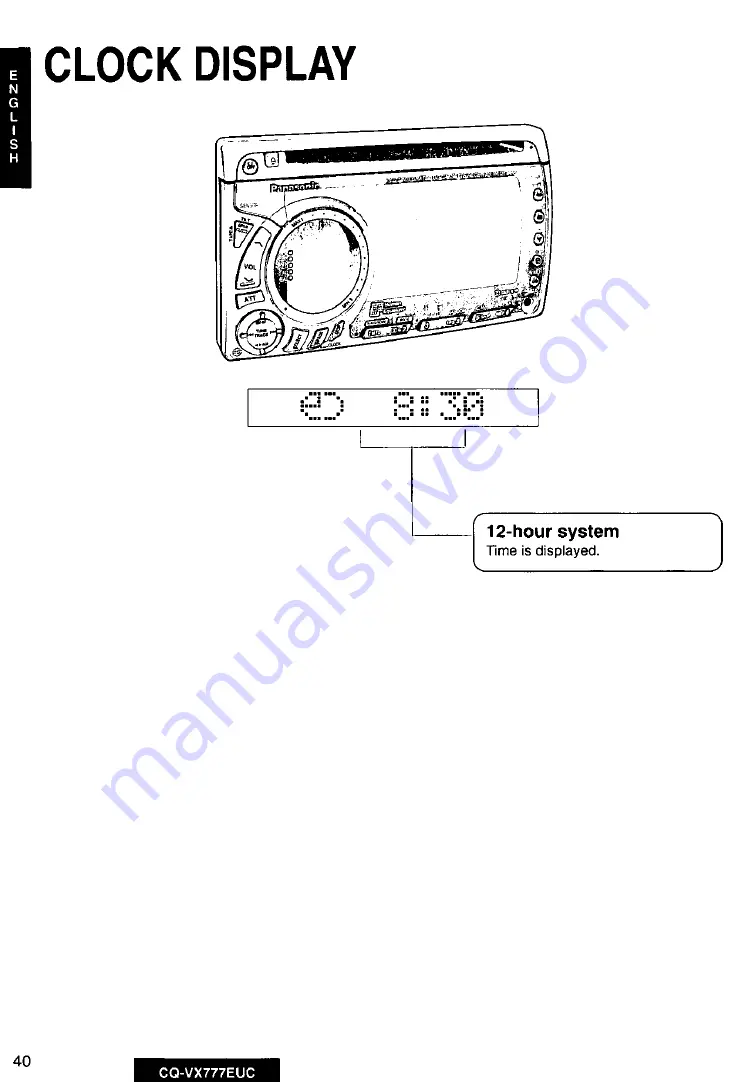 Panasonic CQVX777EUC - CD/CAS RECEIVER WITH Operating Instructions Manual Download Page 40