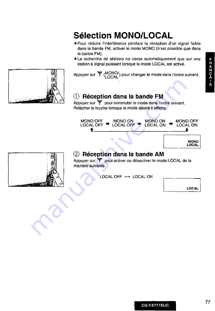 Panasonic CQVX777EUC - CD/CAS RECEIVER WITH Скачать руководство пользователя страница 77