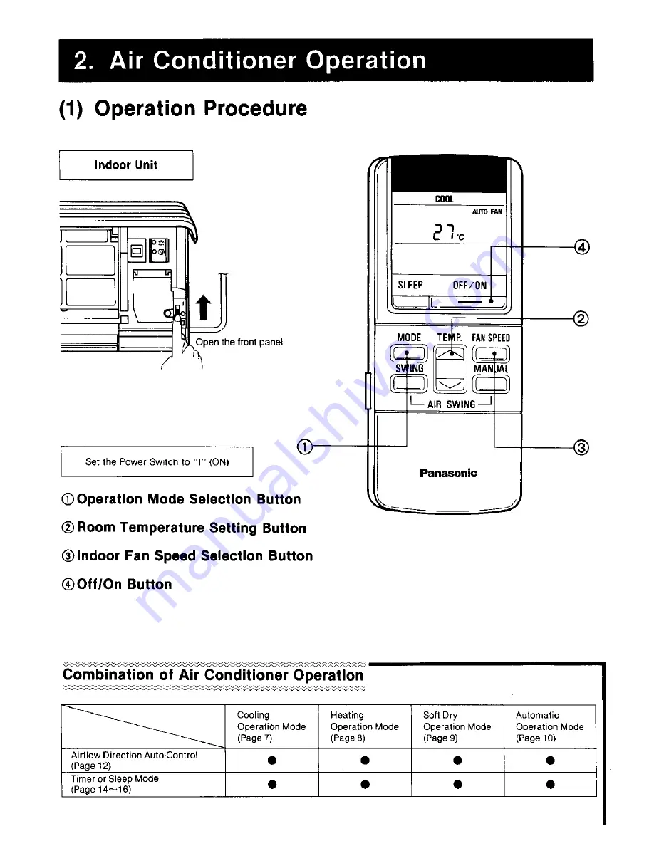 Panasonic CS-1873KR Operating Instructions Manual Download Page 8