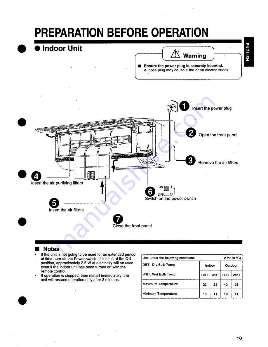 Panasonic CS-C123K Series Operating Instructions Manual Download Page 11