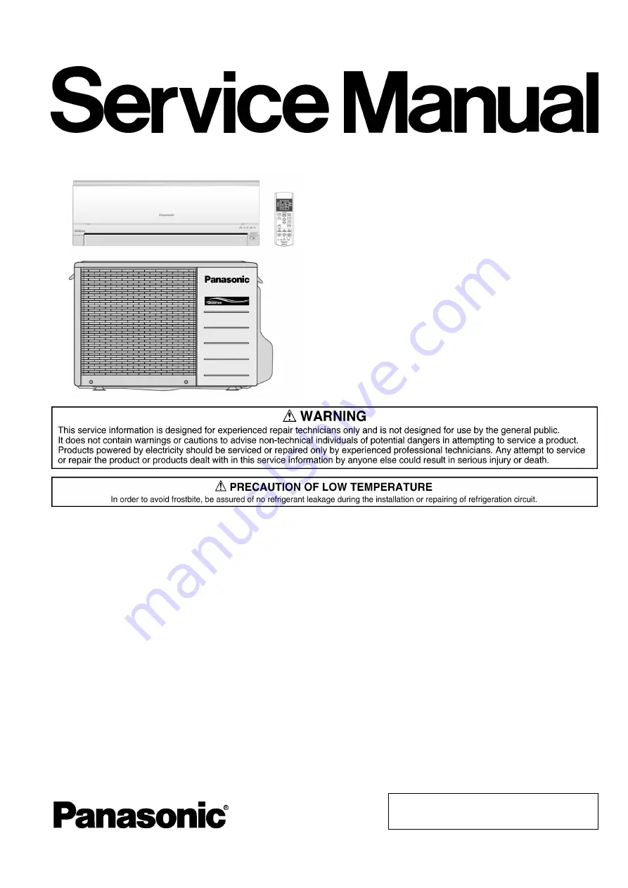 Panasonic CS-E12GKDW Скачать руководство пользователя страница 1