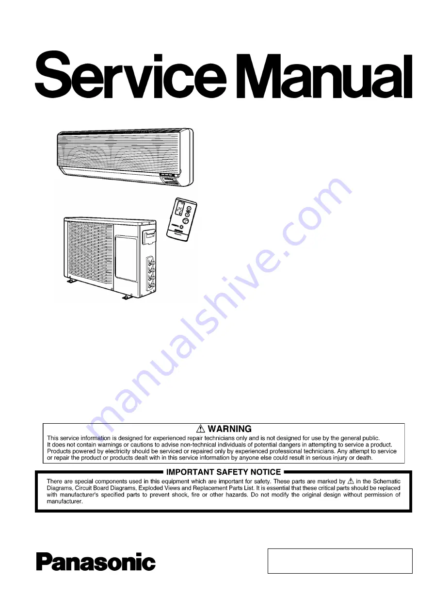 Panasonic CS-MVG103KE Service Manual Download Page 1