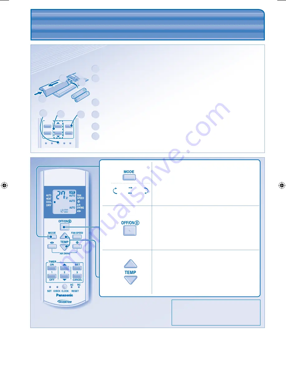 Panasonic CS-RE18JKX Operating Instructions Manual Download Page 8