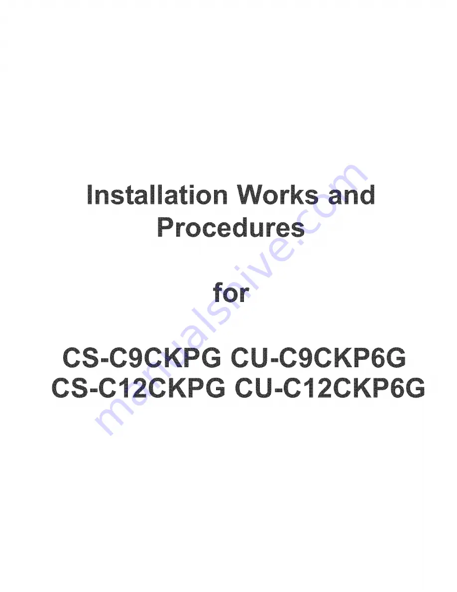 Panasonic CSC12CKPG - SPLIT A/C IN DOOR Скачать руководство пользователя страница 1