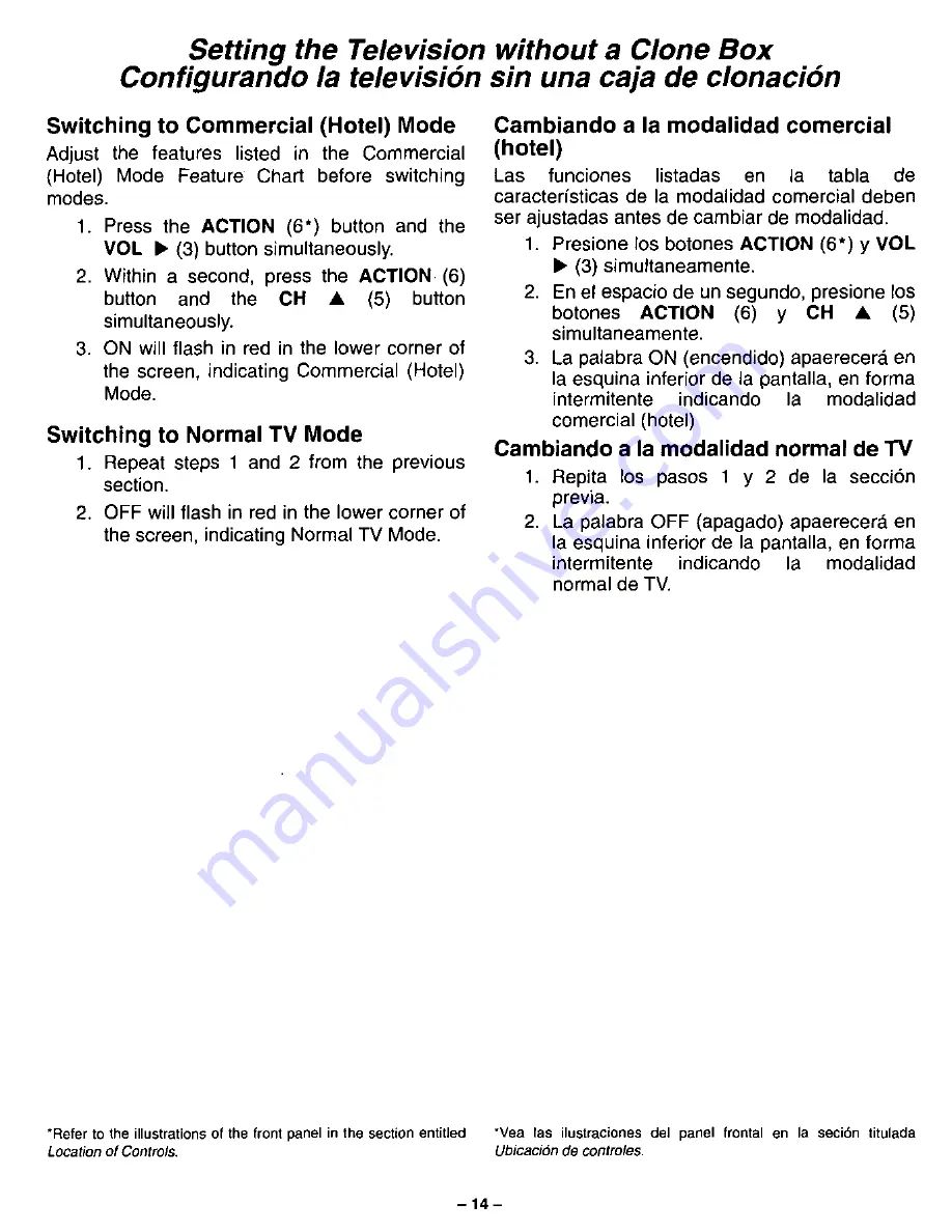 Panasonic CT-2010H Installer'S Manual Download Page 14