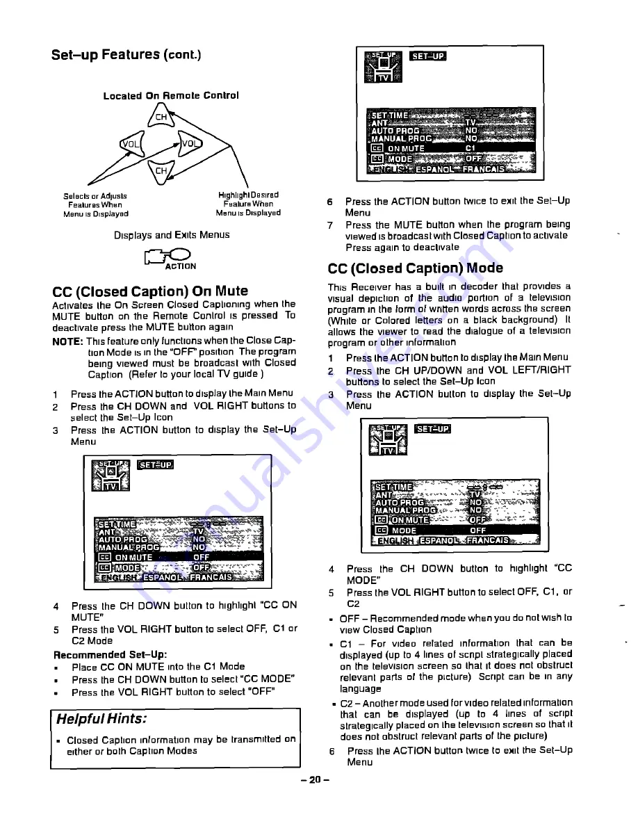 Panasonic CT-20G21 Operating Instructions Manual Download Page 20