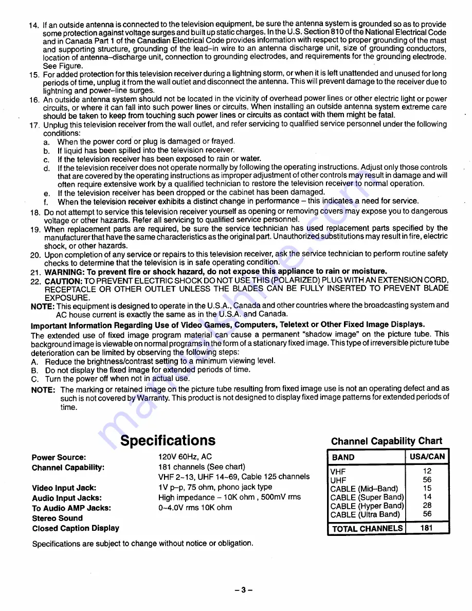 Panasonic CT-20S11 Operating Instructions Manual Download Page 3