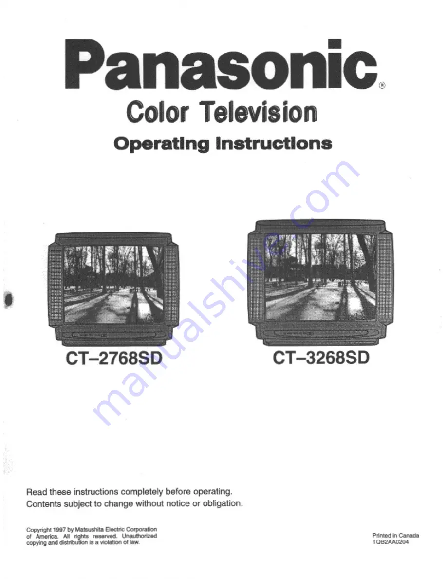 Panasonic CT-2768SD Operating Instructions Manual Download Page 1