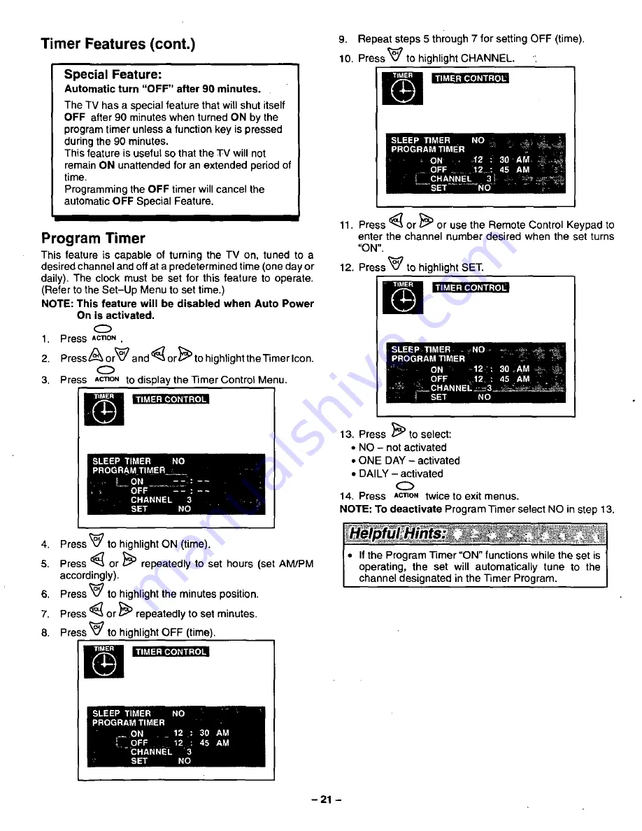 Panasonic CT-2768SD Operating Instructions Manual Download Page 21