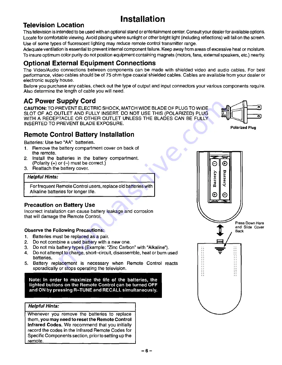 Panasonic CT-27SF24 Operating Instructions Manual Download Page 6