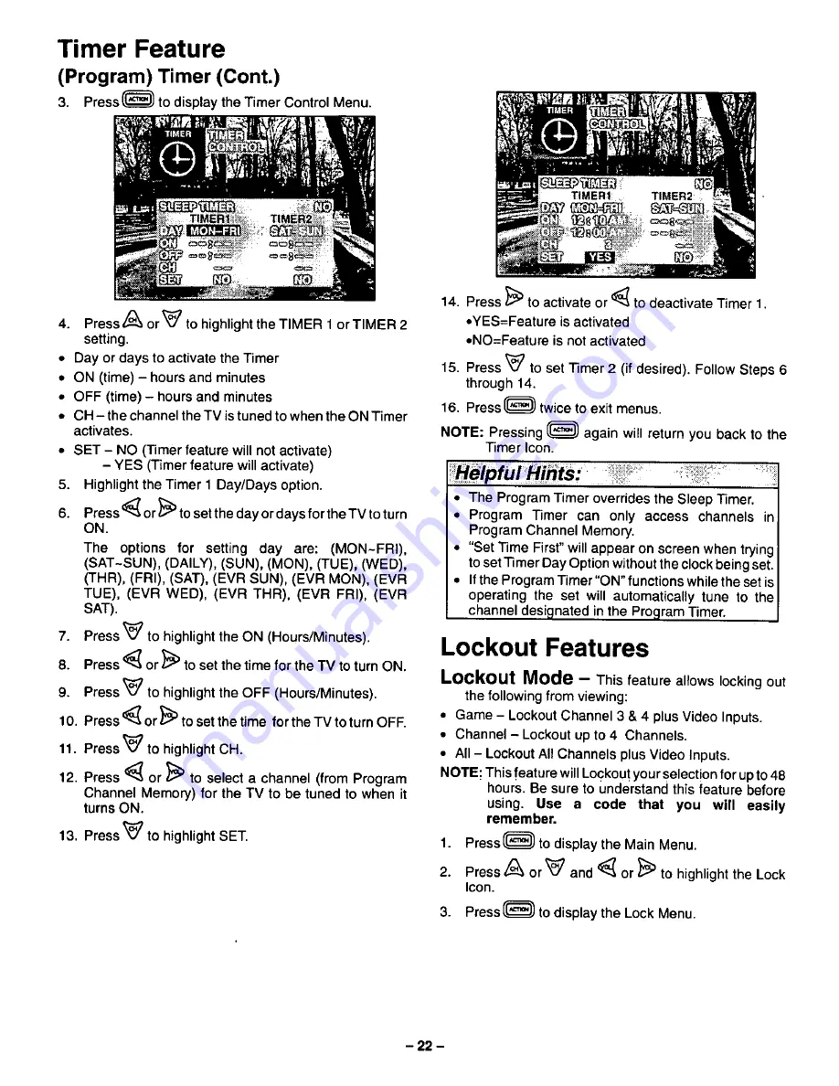 Panasonic CT-27SF24 Operating Instructions Manual Download Page 22