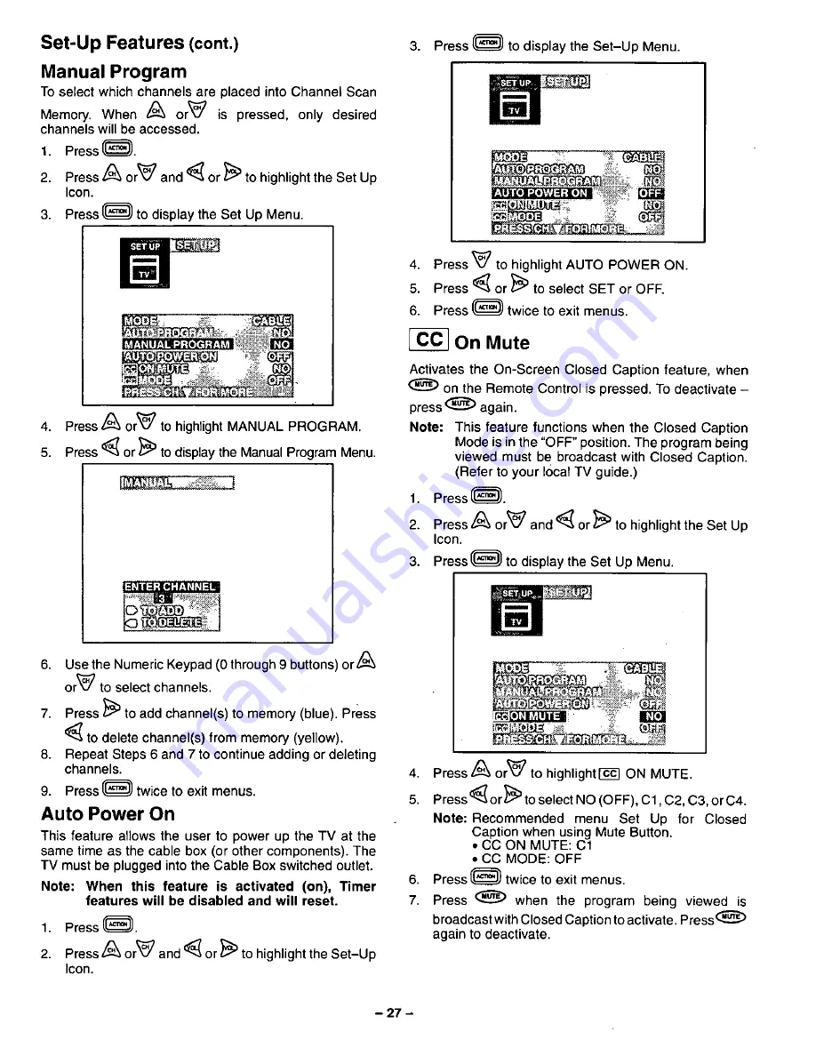 Panasonic CT-31SF14V Operating Instructions Manual Download Page 27