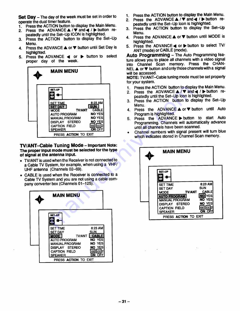 Panasonic CT-31SF20R Operating Instructions Manual Download Page 31