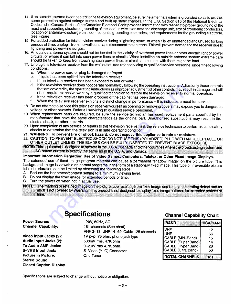 Panasonic CT-32G21 Operating Instructions Manual Download Page 3