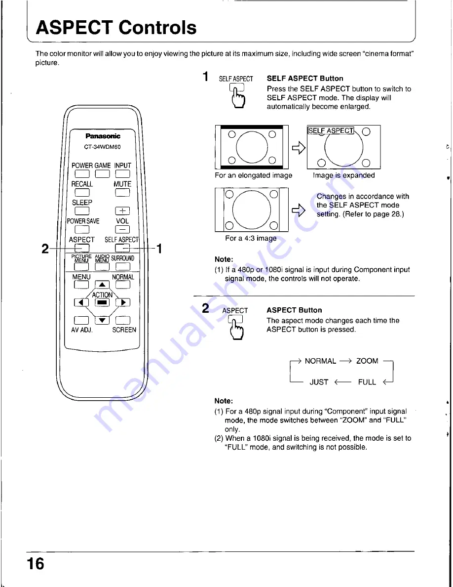 Panasonic CT-34WDM60 Operating Manual Download Page 16