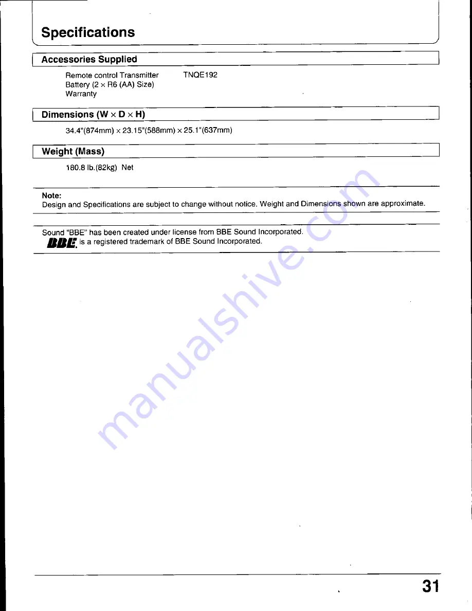 Panasonic CT-34WDM60 Operating Manual Download Page 31