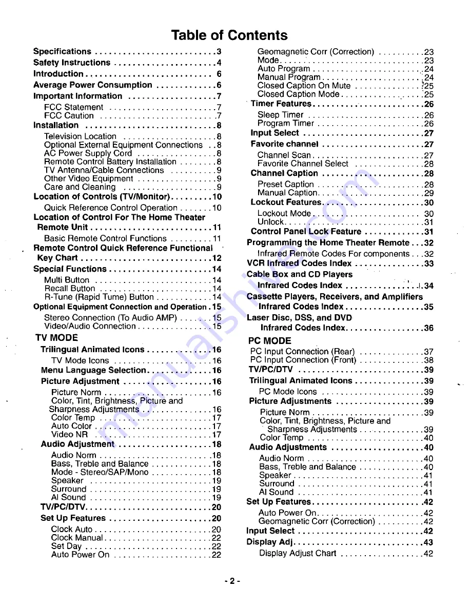 Panasonic CT-36DV60 Operating Manual Download Page 3