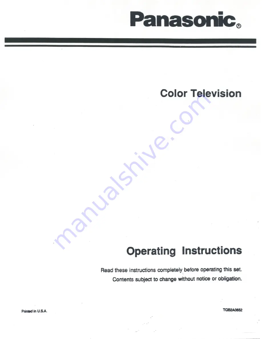 Panasonic CT-D14R User Manual Download Page 1