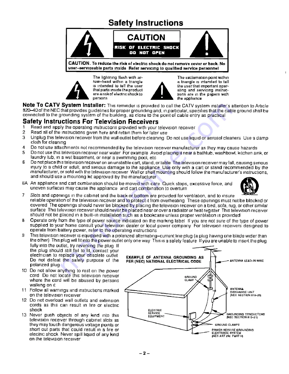 Panasonic CT2584VY - MONITOR Operating Instructions Manual Download Page 2