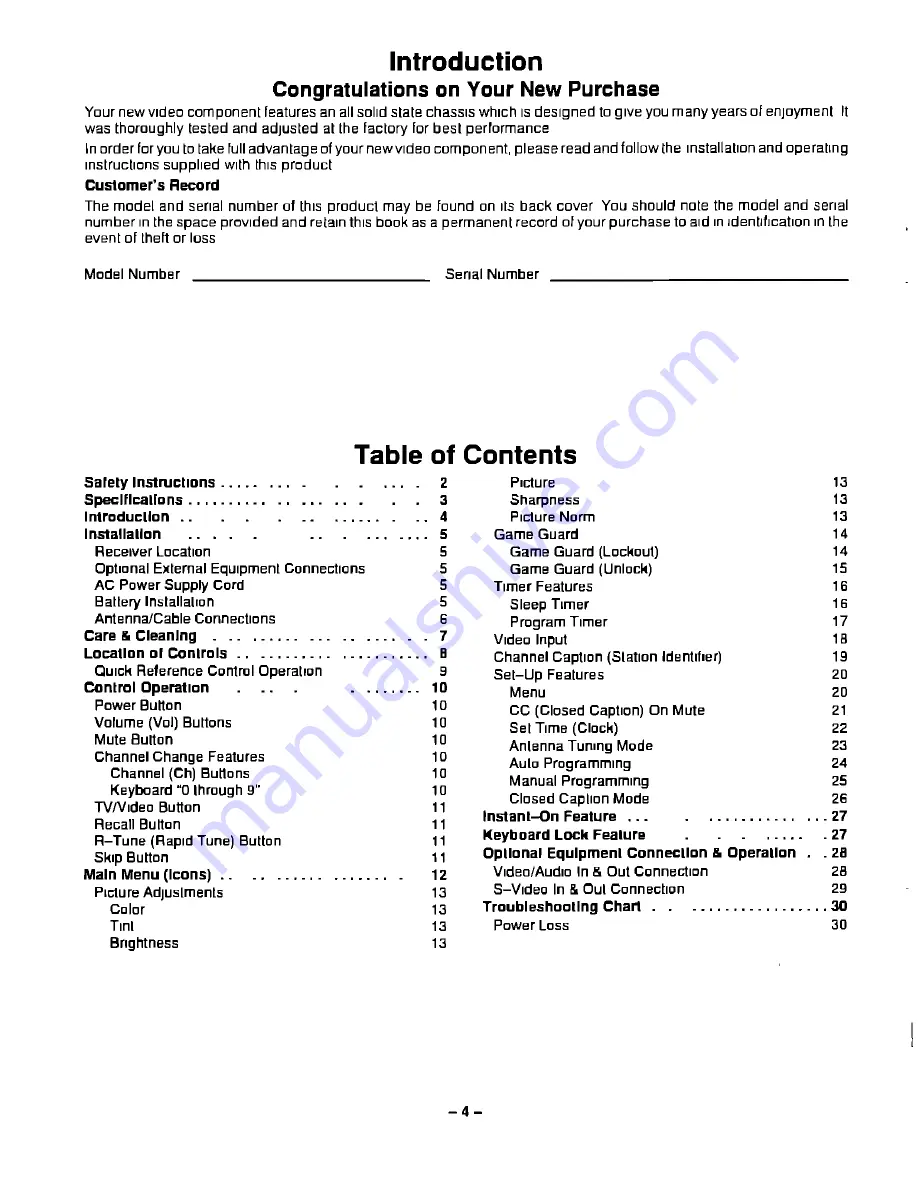 Panasonic CT2584VY - MONITOR Operating Instructions Manual Download Page 4