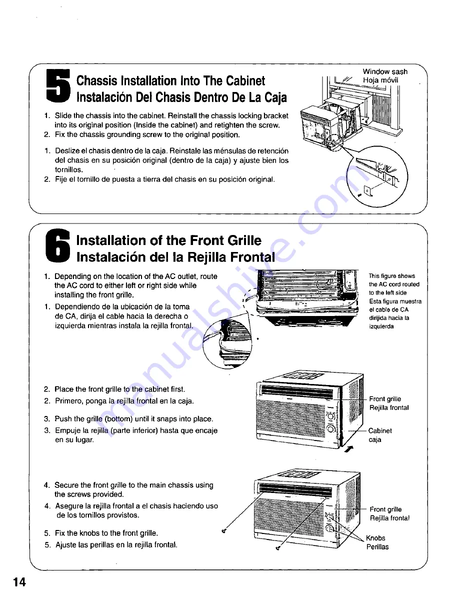 Panasonic CW-C121MU Installation And Operating Instructions Manual Download Page 14