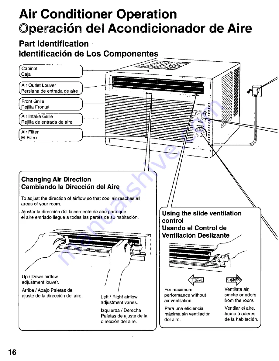 Panasonic CW-C121MU Installation And Operating Instructions Manual Download Page 16