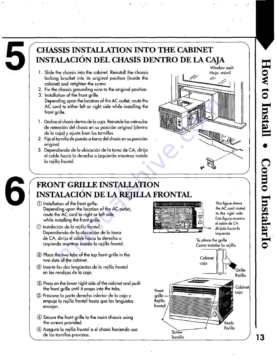 Panasonic CW-C141NU Installation And Operating Instructions Manual Download Page 13