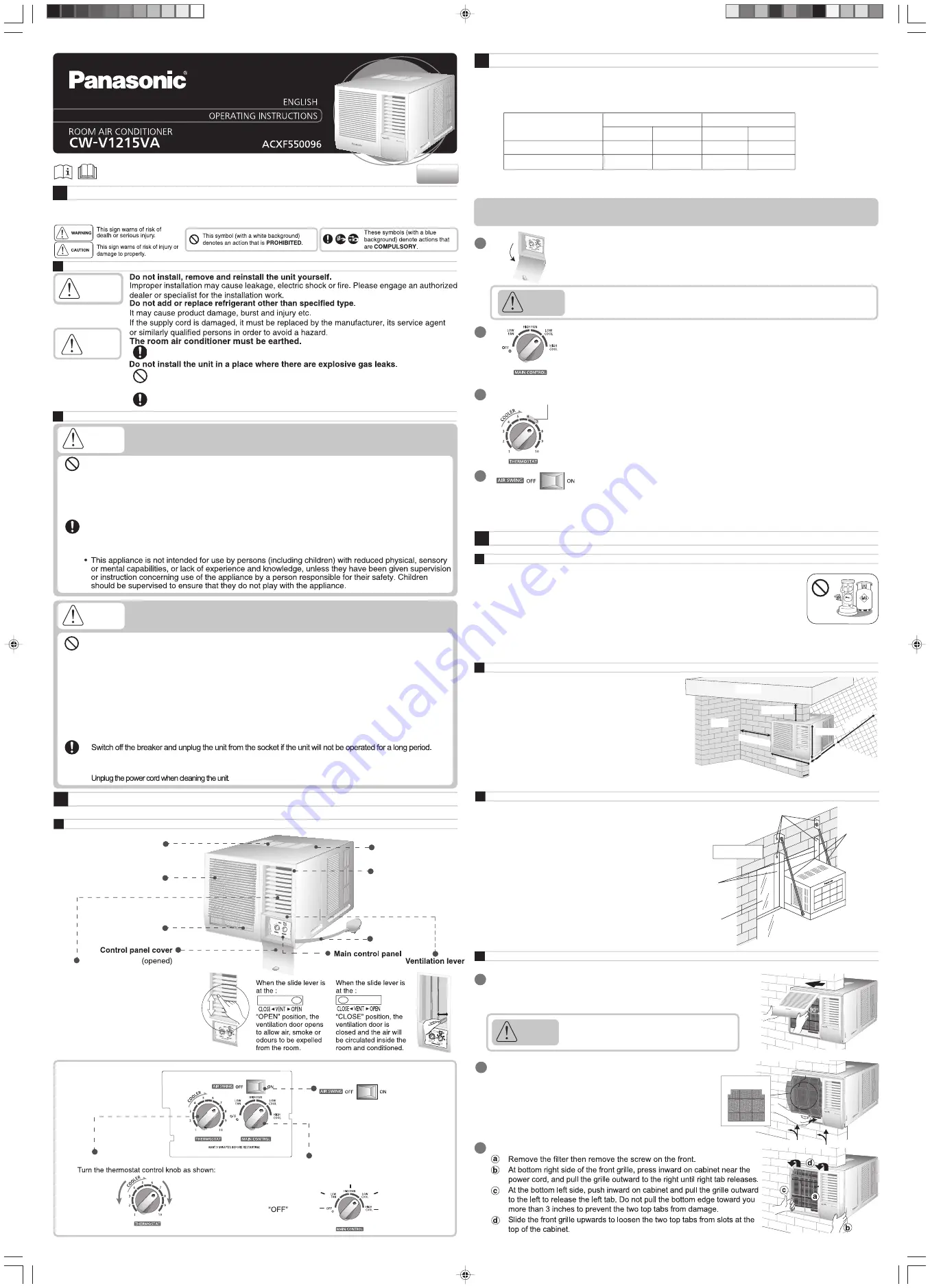 Panasonic CW-V1215VA Operating Instructions Download Page 1