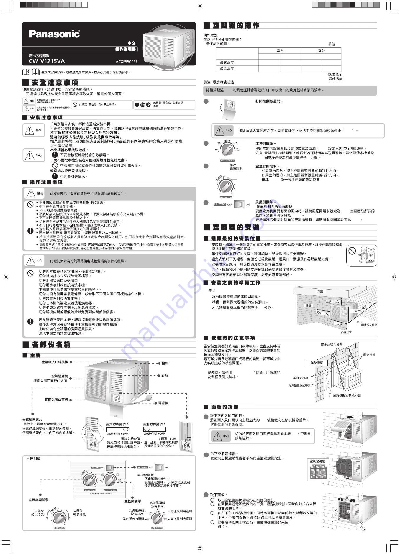 Panasonic CW-V1215VA Скачать руководство пользователя страница 3