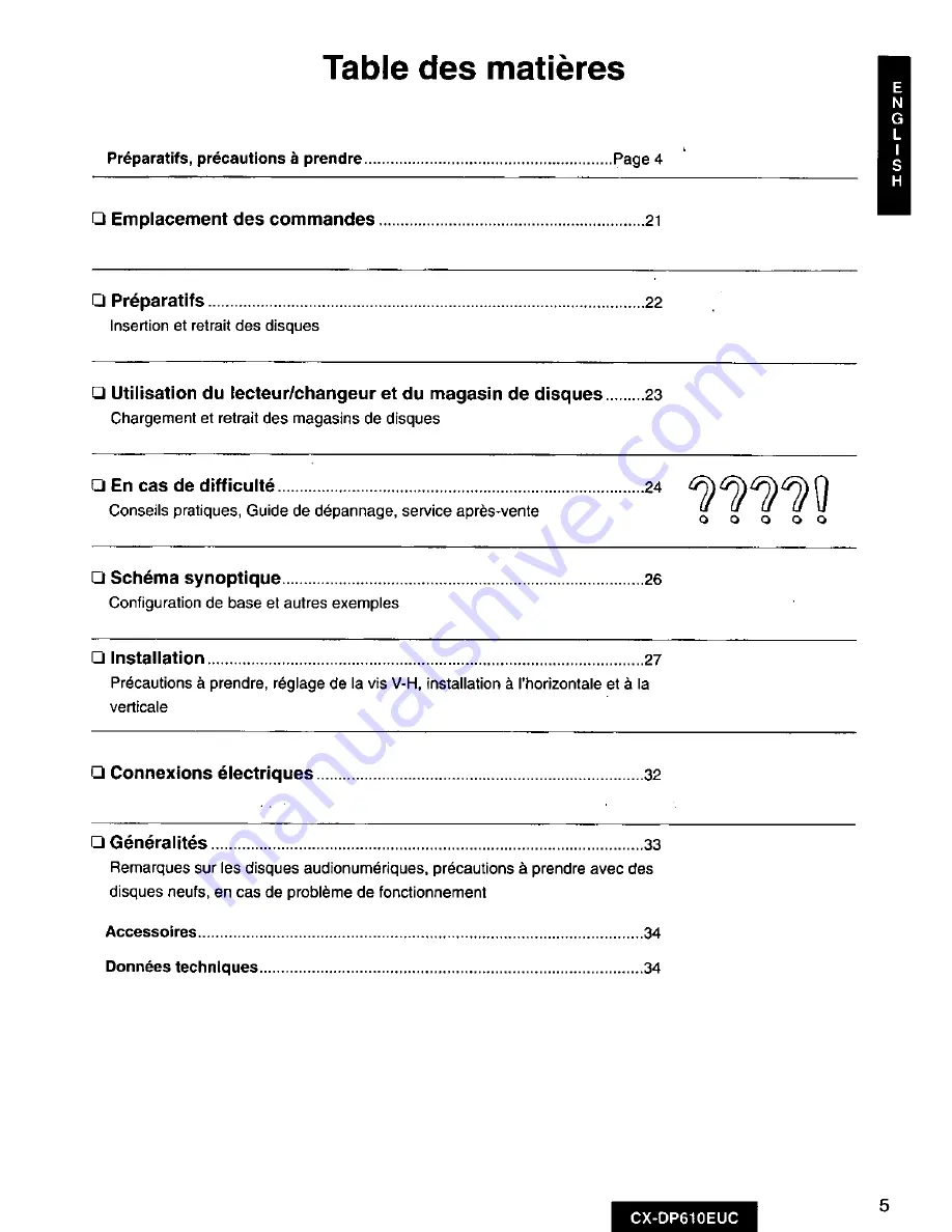 Panasonic CX-DP610 Operating Operating Instructions Manual Download Page 5